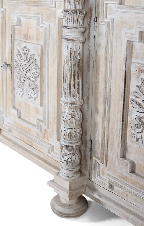 Giner and Colomer - 3-Drawer, 3-Door Mango Wood Sideboard (Aged White)