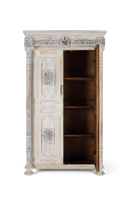 Giner and Colomer - 2-Door Mango Wood Wardrobe (Aged White)