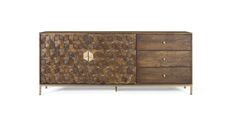 Giner and Colomer - Mango Wood & Metal Base Sideboard With 2 Doors & 3 Drawers