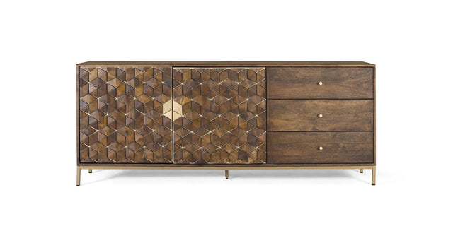 Giner and Colomer - Mango Wood & Metal Base Sideboard With 2 Doors & 3 Drawers