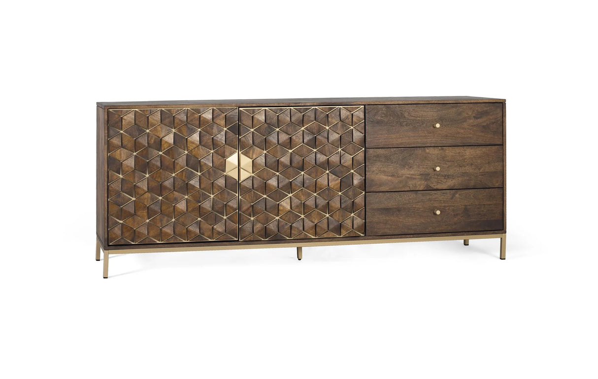 Giner and Colomer - Mango Wood & Metal Base Sideboard With 2 Doors & 3 Drawers