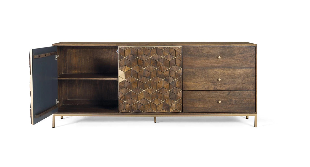Giner and Colomer - Mango Wood & Metal Base Sideboard With 2 Doors & 3 Drawers