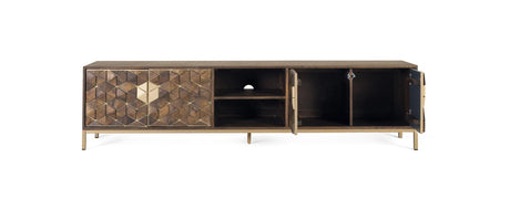 Giner and Colomer - 4-Door Mango Wood TV Cabinet With Metal Base