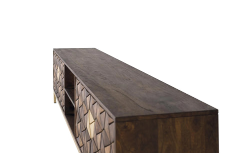 Giner and Colomer - 4-Door Mango Wood TV Cabinet With Metal Base