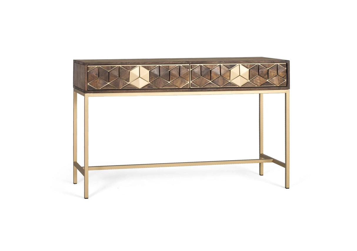 Giner and Colomer - Mango Wood & Metal Console With 2 Drawers