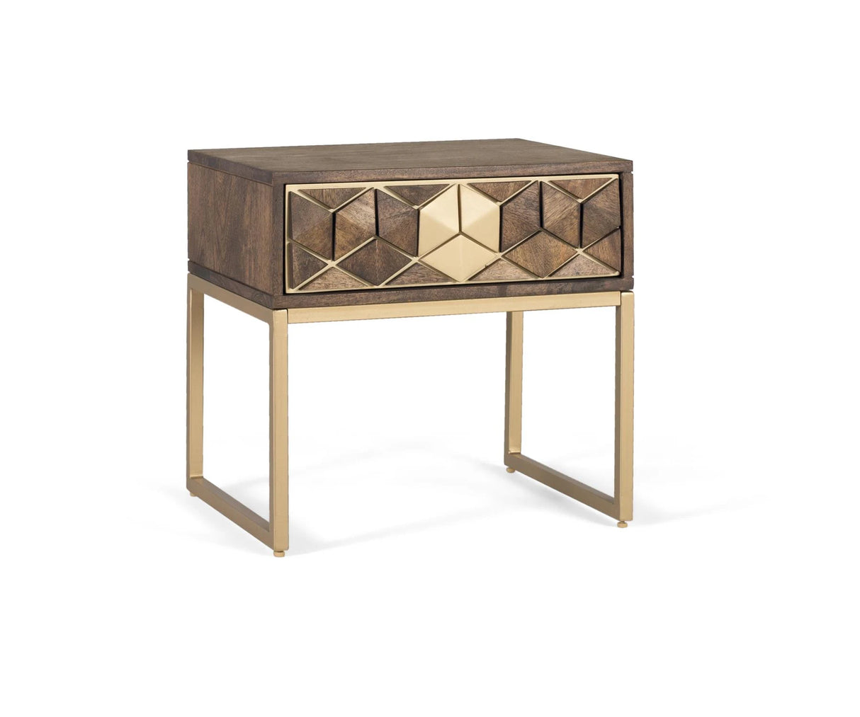 Giner and Colomer - Mango Wood & Metal Bedside Table With Drawer