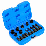 16 Piece Steel Socket Set with Box &amp; 1/2 Drive Wrench Socket Set Blue