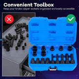 16 Piece Steel Socket Set with Box &amp; 1/2 Drive Wrench Socket Set Blue