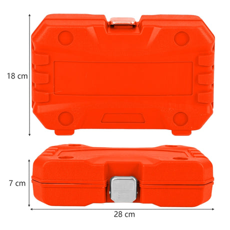 16 Piece Steel Socket Set with Box &amp; 1/2 Drive Wrench Socket Set Orange