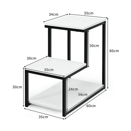 3-Tier Side End Table with Storage Rack for Living Room