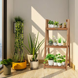 3-Tier Folding Flower Stand Rack Wood Plant Storage Display Shelf