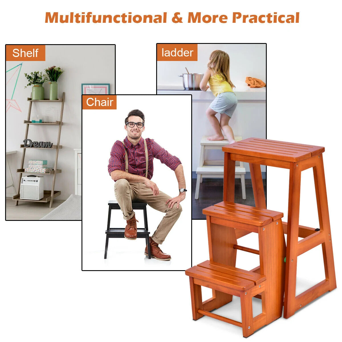 Folding Step Stool for Adults and Kids