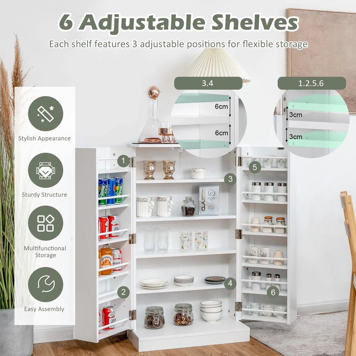 17-Tier Buffet Cupboard for Dining Room, Living Room & Entryway