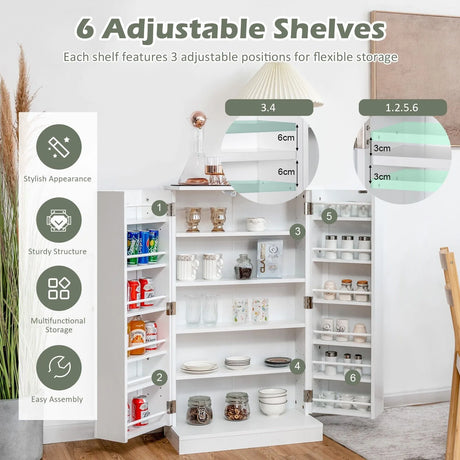 17-Tier Buffet Cupboard for Dining Room, Living Room & Entryway