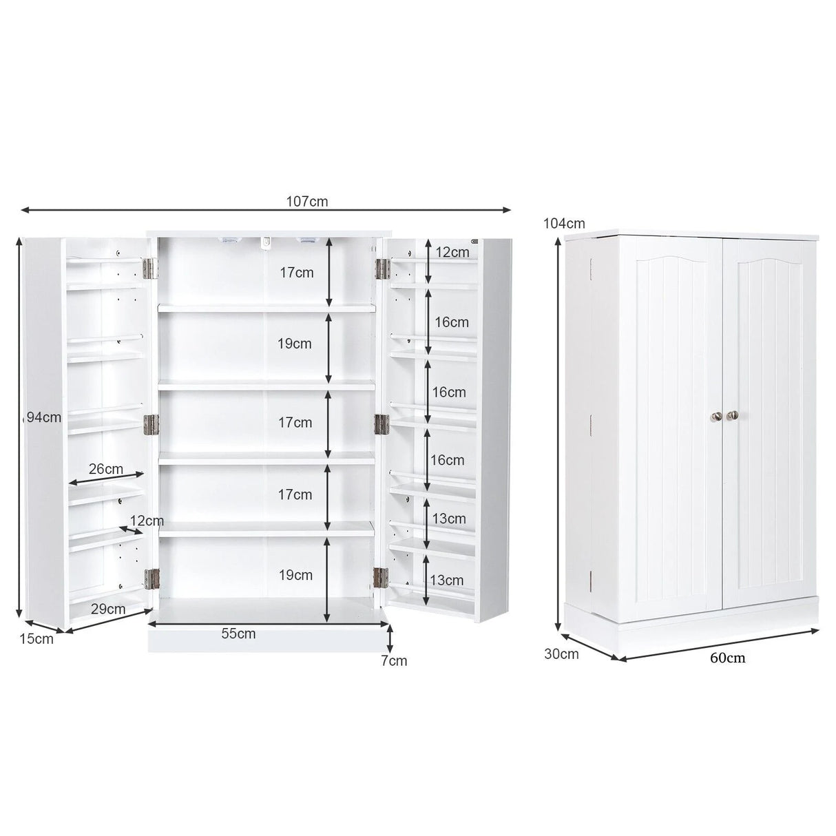 17-Tier Buffet Cupboard for Dining Room, Living Room & Entryway