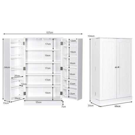 17-Tier Buffet Cupboard for Dining Room, Living Room & Entryway