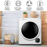 1700W Electric Tumble Laundry Dryer Stainless Steel Tub 6 kg/91L-White