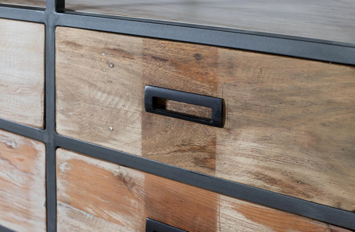 Giner and Colomer - 4-Drawer Recycled Wood & Metal Bookcase