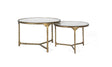 Giner and Colomer - Set Of 2 Round Coffee Tables With Gold Iron Legs & White Marble Tops