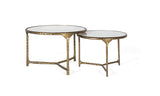 Giner and Colomer - Set Of 2 Round Coffee Tables With Gold Iron Legs & White Marble Tops