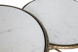 Giner and Colomer - Set Of 2 Round Coffee Tables With Gold Iron Legs & White Marble Tops