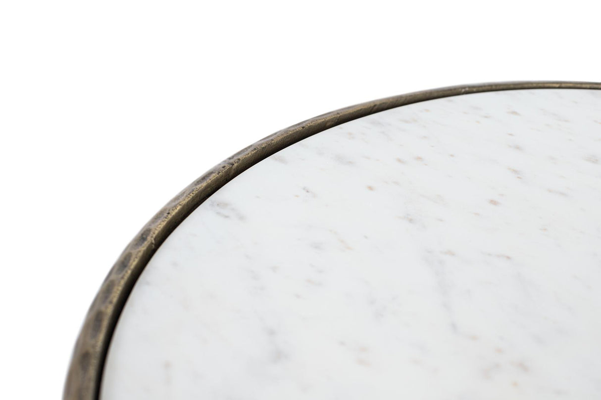 Giner and Colomer - Set Of 2 Round Coffee Tables With Gold Iron Legs & White Marble Tops