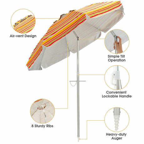 2m Sun Umbrella - Tilts with UPF 50+ Protection-Yellow