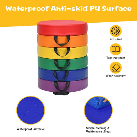 6 Pieces 15 Inch Round Toddler Floor Cushions-Multicolor