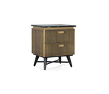 Giner and Colomer - 2-Drawer Mango Wood & Marble Bedside Table, Bronze Finish