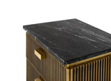 Giner and Colomer - 2-Drawer Mango Wood & Marble Bedside Table, Bronze Finish