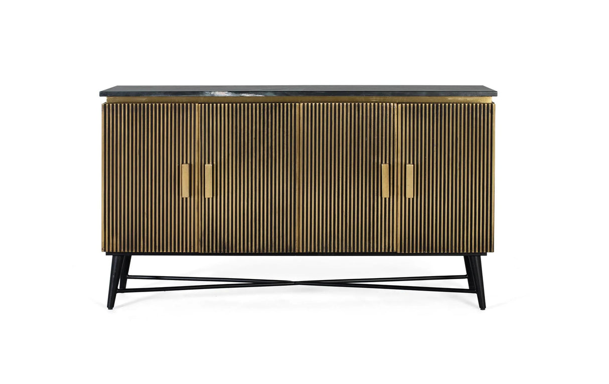 Giner and Colomer - 4-Door Mango Wood & Marble Sideboard, Bronze Finish