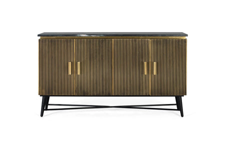 Giner and Colomer - 4-Door Mango Wood & Marble Sideboard, Bronze Finish