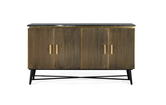 Giner and Colomer - 4-Door Mango Wood & Marble Sideboard, Bronze Finish