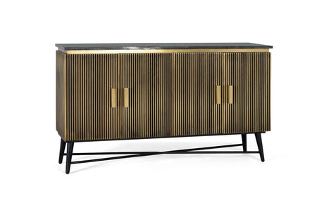 Giner and Colomer - 4-Door Mango Wood & Marble Sideboard, Bronze Finish