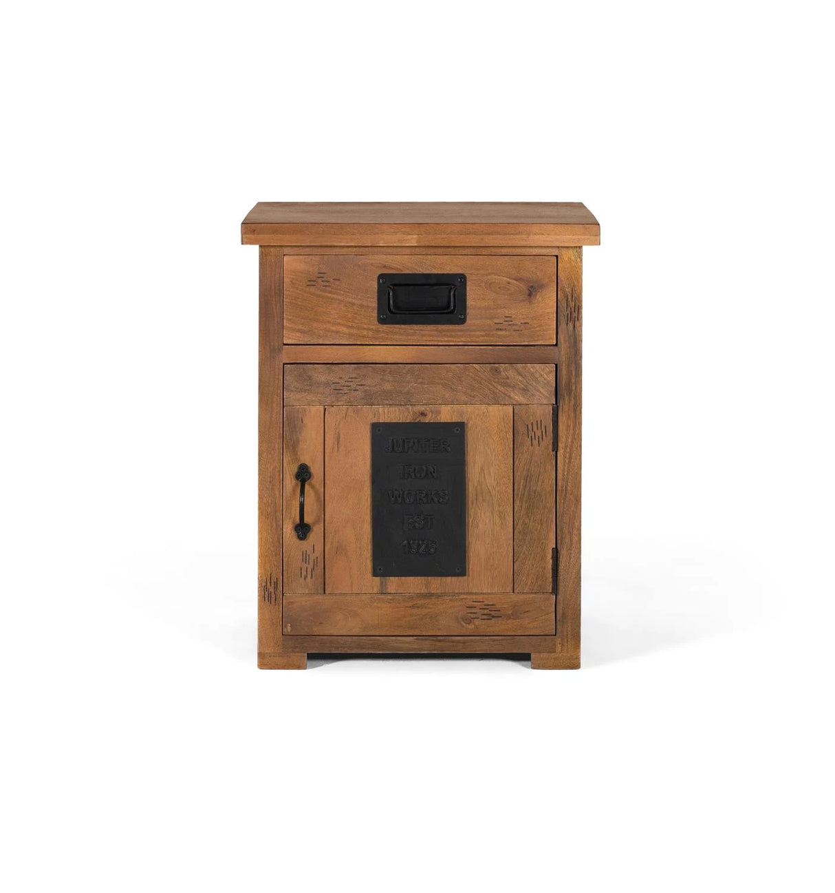 Giner and Colomer - Natural Mango Wood Bedside Table With 1 Door & 1 Drawer
