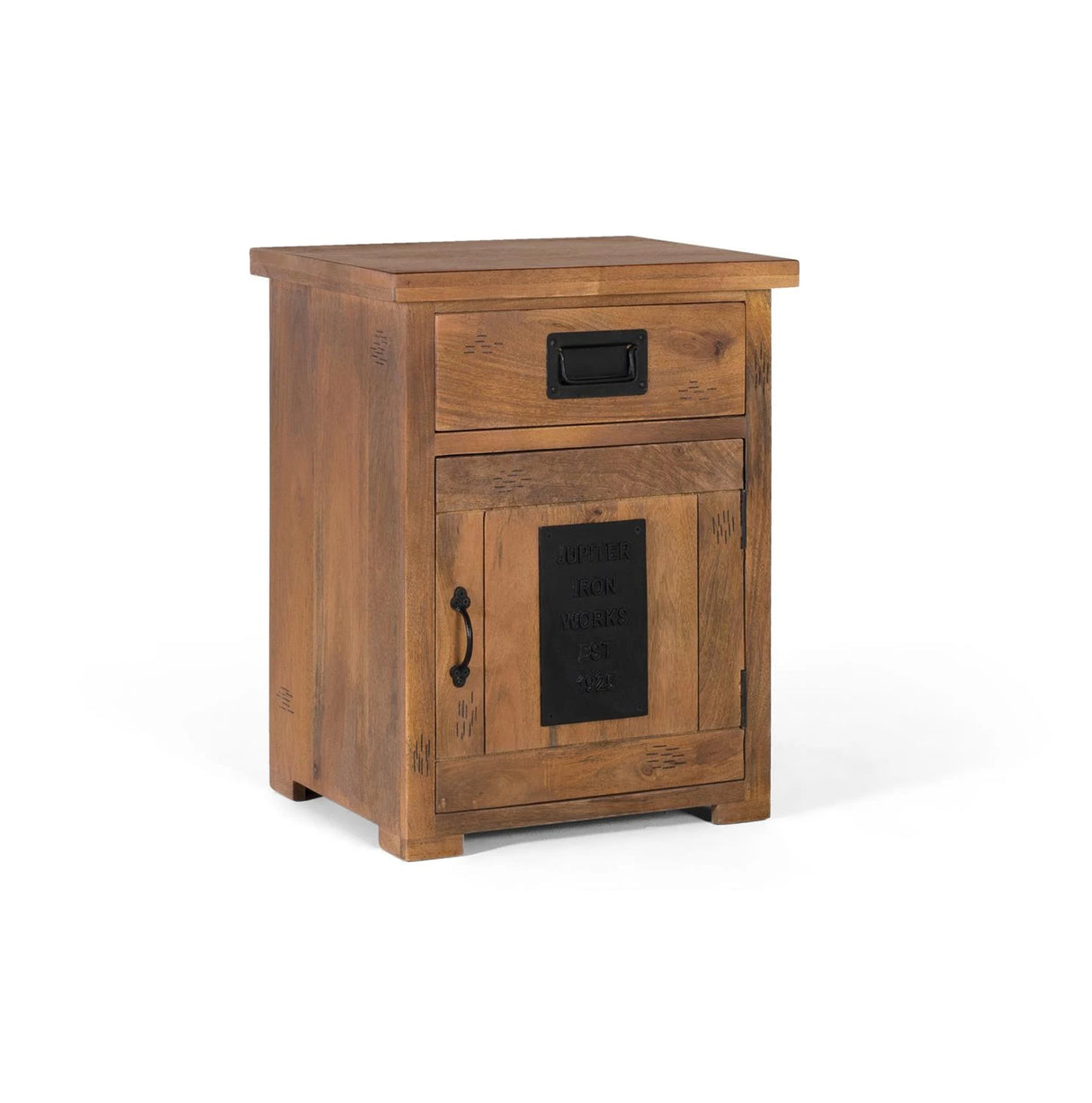 Giner and Colomer - Natural Mango Wood Bedside Table With 1 Door & 1 Drawer