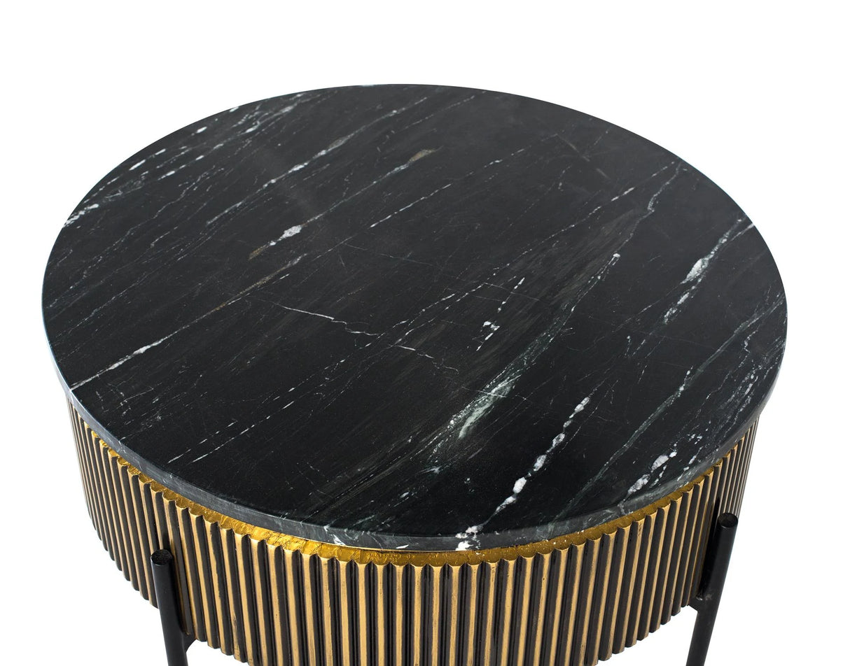 Giner and Colomer  Coffee Table With Mango Wood, Marble & Bronze Finish
