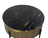 Giner and Colomer  Coffee Table With Mango Wood, Marble & Bronze Finish