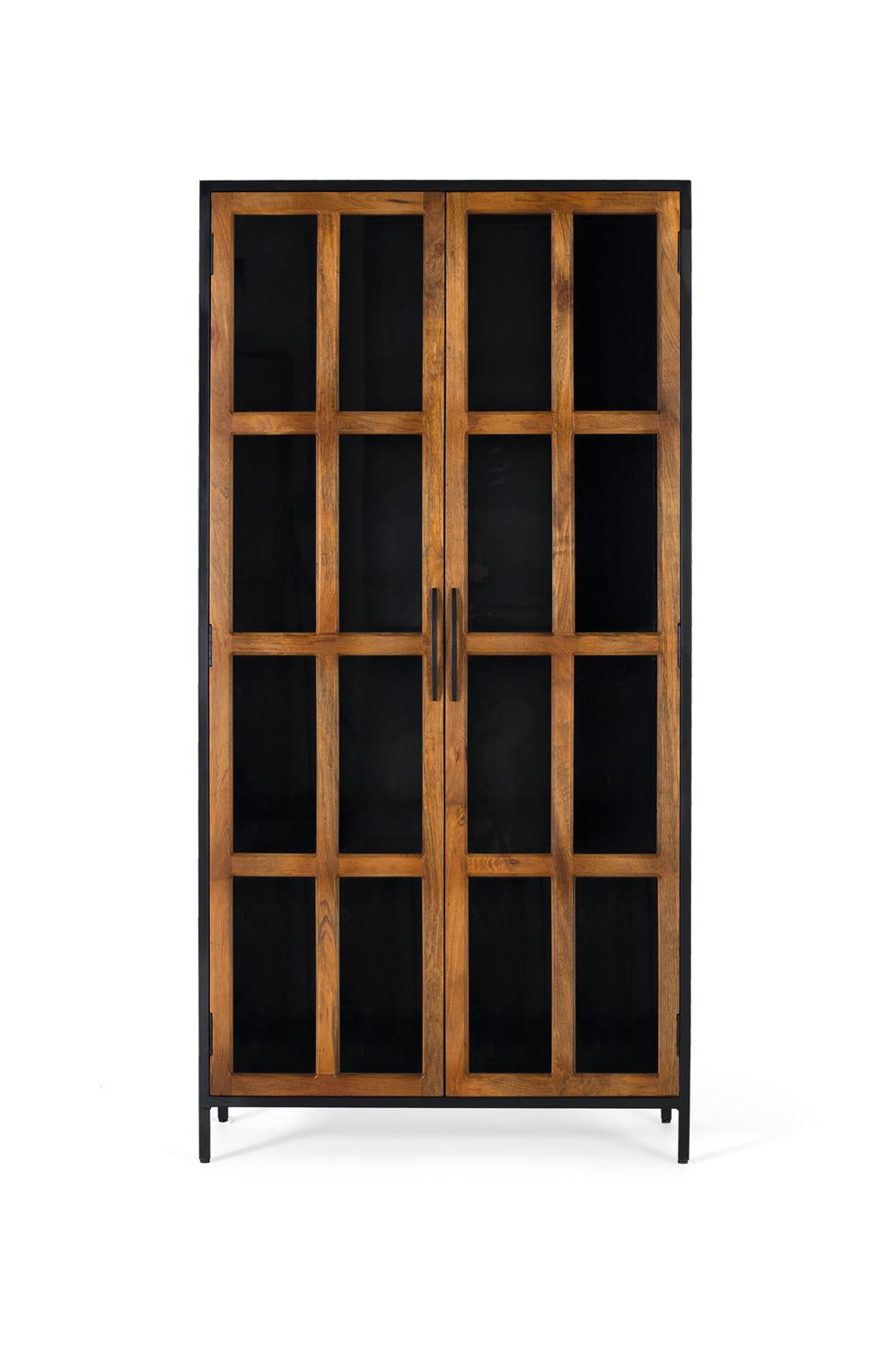 Giner and Colomer - 2-Door Display Cabinet With Metal Frame & Mango Wood Doors