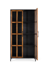 Giner and Colomer - 2-Door Display Cabinet With Metal Frame & Mango Wood Doors