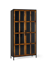 Giner and Colomer - 2-Door Display Cabinet With Metal Frame & Mango Wood Doors