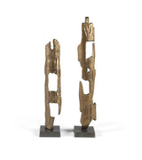 Giner and Colomer - Set Of 2 Decorative Sculptures (Tree Bark Design, Antique Brass)