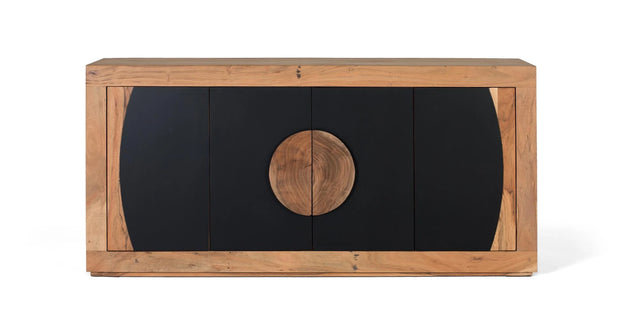 Giner and Colomer - 4-Door Acacia Wood Sideboard With Carved Log Handles