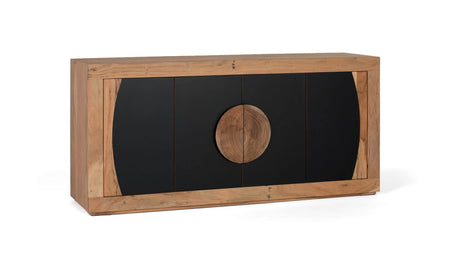 Giner and Colomer - 4-Door Acacia Wood Sideboard With Carved Log Handles