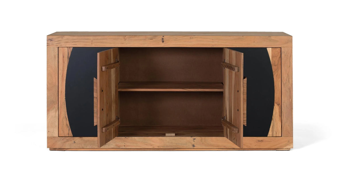 Giner and Colomer - 4-Door Acacia Wood Sideboard With Carved Log Handles