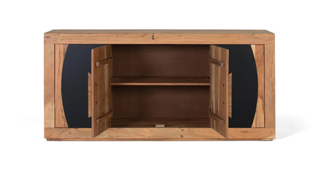 Giner and Colomer - 4-Door Acacia Wood Sideboard With Carved Log Handles