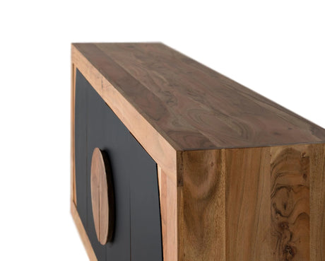 Giner and Colomer - 4-Door Acacia Wood Sideboard With Carved Log Handles