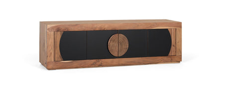 Giner and Colomer - Acacia Wood TV Stand With 4 Doors & Carved Log Handles