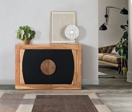 Giner and Colomer - 2-Door Acacia Wood Sideboard With Carved Log Handles