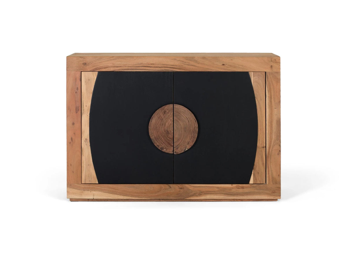 Giner and Colomer - 2-Door Acacia Wood Sideboard With Carved Log Handles